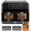 UTEN Friteuse à Air Sans Huile 8L,Air Fryer 2 Compartiments - 1700 W - 8 Programmes,Fenêtre Transparente,Température Réglable