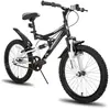 Vélo de montagne à suspension totale HILAND pour enfants, 20", pour les 7 à 13 ans, avec ailes-Noir