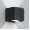 LUTEC Gemini Applique murale d'extérieur LED moderne en aluminium noir mat 850 lm Lumière blanche chaude 3000 K Applique murale carrée avec effet haut et bas