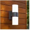 LUTEC Cyra Tweekoppige Wandlamp voor buiten - LED - 3000K - Donkergrijs