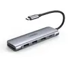 Hub USB combi UGREEN 6-in-1 USB C PD-Adapter 6 ports gris