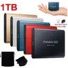 WOSHITE Disque Dur SSD Externe Portable 1TB 1To OTG Type-C USB Mini Taille Bleu avec Pochette Sac de Stockage en Tissu