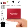 WOSHITE Disque SSD Mini Disque Dur Externe Portable 8TB 8To Rouge Type...