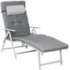 Chaise longue pliante SONGMICS - Gris - Matelas 6cm - Appui-tête amovi...