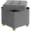 SONGMICS - Banc de Rangement avec Pieds en Bois Massif et Couvercle Ca...