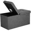 SONGMICS - Canapé Pouf Coffre de Rangement et Repose-Pied - Gris Foncé...