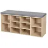 VASAGLE Meuble à Chaussures de 10 Compartiments - Banc à Chaussures avec Coussin -  104 x 30 x 48 cm - Couleur Chêne - LHS10NL