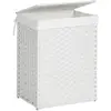 Panier à linge en rotin synthétique pliable avec couvercle et poignées - SONGMICS - Blanc LCB51WT