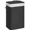Panier à linge pliant en bambou noir - 72L