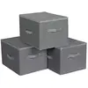 SONGMICS Sac de Rangement, Lot de 3, avec Couvercle, Boîte de Rangement, Pliable, avec Poignées, pour Jouets, Vêtements, Gris RYZB03G
