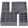 Boîtes de Rangement en Tissu - SONGMICS - Organiseur de Sous-vêtements Pliables - Gris