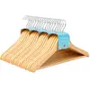 SONGMICS Cintre pour enfants en bois massif 20 pièces cintre en bois pour enfant avec tige antidérapante et encoches, crochet pivotant à 360°, 35 x 1,2 x 20 cm, couleur naturelle CRW006-20