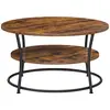 VASAGLE Table Basse Ronde - 2 Niveaux -  80 x 45 cm (ØxH) - Structure en Métal - Style Industriel - Marron - LCT80BX