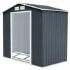 Abri de Jardin en Métal 5.3  avec Cadre de Fondation, Cabane de Jardin avec Porte Coulissante-277 x 191 x 192 cm Gris - Costway