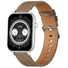 Colmi C28 Smartwatch   Silver + Brown Leather Strap, Montre connectée