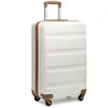 KONO Valise Moyenne Taille 66x45x26cm Rigide Ultra Légere à 4 roulettes Pivotantes Valise de Voyage Soute avec Serrure TSA, 63L, Crème