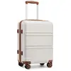 KONO Valise Cabine Grand Taille 74x48x30cm Valise Bagage a Main Rigide ABS Valise de Voyage à 4 roulettes et Serrure TSA, Crème