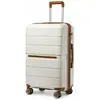 KONO Valise Moyenne 66x44x28.5cm Valise de Voyage Extensible Valise Rigide Trolley en Polypropylène à 4 roulettes et Serrure TSA, Crème