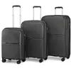 KONO Set de 3 Valises (55/67/76cm) Valise de Voyage Trolley Rigide en Polypropylène Ultra Légere à 4 roulettes avec Serrure TSA, Noir