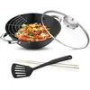 RB RENBERG Wasabi Wok | Poêle Wok avec revêtement en marbre et couverc...