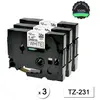 3 Lots Brother - TZe231 / TZe-231 Rubans Cassettes P-Touch noir sur bl...