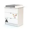 WEBABY - Commode à langer Panda Blanc - 3 tiroirs - Plan à langer amov...