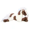 Peluche - Peluche - Cheval Allongé - Marron Foncé et Blanc - 40 cm