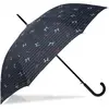 Isotoner - Parapluie Canne Auto Rayure Noeud Bleu