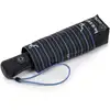 Isotoner - Parapluie Mini Auto Rayure Noeud Bleu