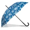 Isotoner - Parapluie Canne Auto Fleur Coquillage Bleu