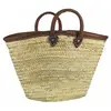 AUBRY GASPARD Panier de marché palmier et cuir