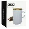 OGO LIVING Tisanière grès avec couvercle en bois - 475ml - Gris perlé