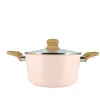 MENASTYL Faitout colorama 20cm en aluminium recycle rose couvercle en verre