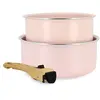 Lot2 casseroles colorama 16 et 18cm en aluminium rose avec poignee