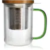 Tisanière - OGO LIVING - KARL - 475ML - Verre borosilicate - Anse vert...