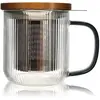 OGO Glazen theetas met zeef en deksel Karl - Grijs handvat - 300ml