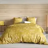 LES ATELIERS DU LINGE Housse de couette 220x240 cm avec 2 taies d'oreiller 63x63 cm Parure de lit Coton Bio Victoria Ocre