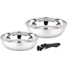 Baumalu Lot de 2 poêles inox 24 et 28 cm + poignée - 341960