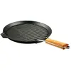 Baumalu 388069 Grill Rond en Fonte 25 cm Manche Rétractable