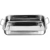 ROSSETTO Plat à four Inox Rectangulaire avec Poignées 30cm x 22cm Plat de cuisson en Acier Inoxydable Bac de Cuisson en INOX Plat à Lasagne