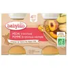 Babybio Fruits Pot Pêche Pomme +4m Bio 2 x 130g