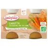 Babybio Légumes Pot Carotte +4m Bio 2 x 130g
