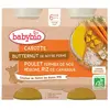 Babybio Petits Pots Midi Carotte Butternut Poulet Riz +6m Bio 2 x 200g