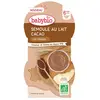 Babybio Desserts Lactés Bol Semoule au Lait Cacao +6m Bio Lot de 2 x 100g