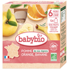 Babybio Gourdes Pomme Orange Banane +6m Bio 4 x 90g