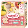 Babybio Fruits Gourde Pomme Poire Pêche +6m Bio 4 x 90g