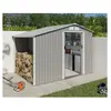 Abri de jardin métal - TRIGANO - avec bûcher - 4,7 m² - blanc et gris ...