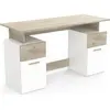 DEMEYERE Maisonetstyles Bureau 2 Portes 2 Tiroirs 135x55x76 Cm Décor Chêne Et Blanc