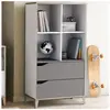 Bibliothèque 2 tiroirs - GENIUS - Blanc et Gris - 70,2 x 35 x 130,3 cm...
