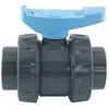 Vanne PVC INTERPLAST - PN 16 - Ø 63 mm - Double union - Poignée bleue